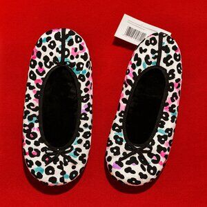 Women’s Slipper Socks Ballet Flats – Multicolor Leopard Print – Non-Slip Sole